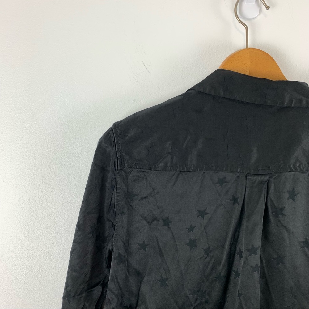 Equipment X Tabitha Simmons Black Star Dress Satin Button Down Shirt Size Medium - Picture 8 of 13